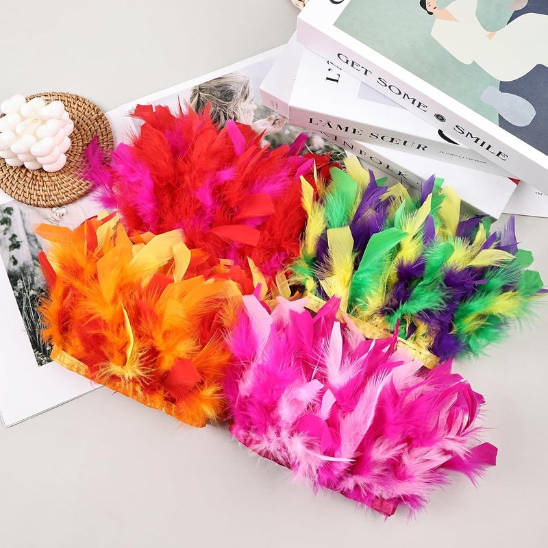 whitefeather 4 Yards Turkey Feather Trim - 4~6in Fashion Dress Sewing - Natural Fluffy Feather Trim Fringe for Party Clothing DIY Sewing Craft Wedding Dress (Mardi gras) - Image 4